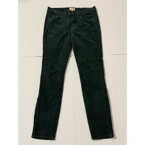 J. Crew Toothpick Dark Green Corduroy Pants, Size 27